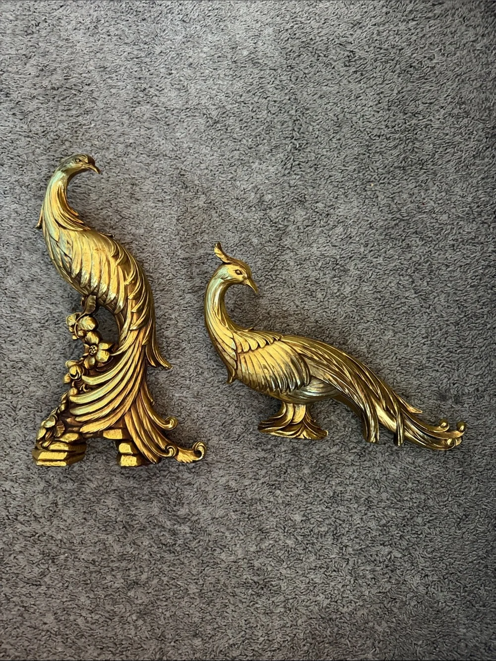 Vintage Syroco Gold Peacock Set - Elegant Pair for Living Room
